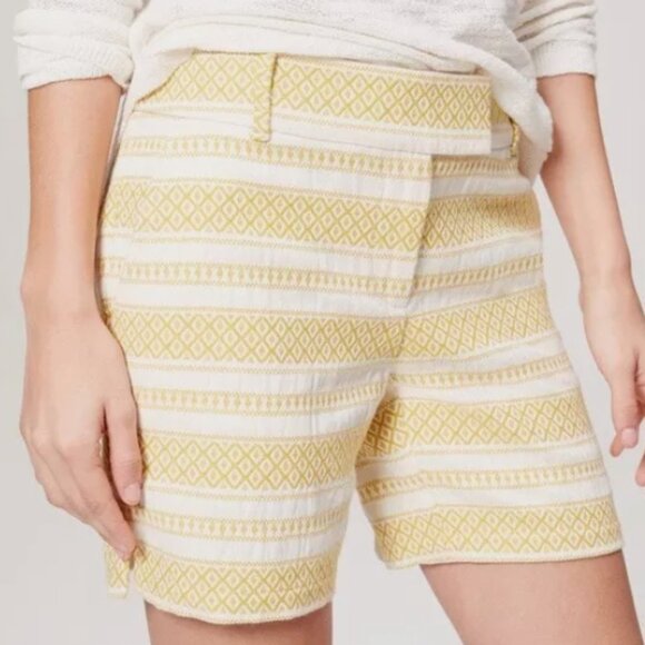 Loft Womens Riviera Gold White Geometric Striped Preppy Boho Pockets Shorts 14 - Picture 2 of 10